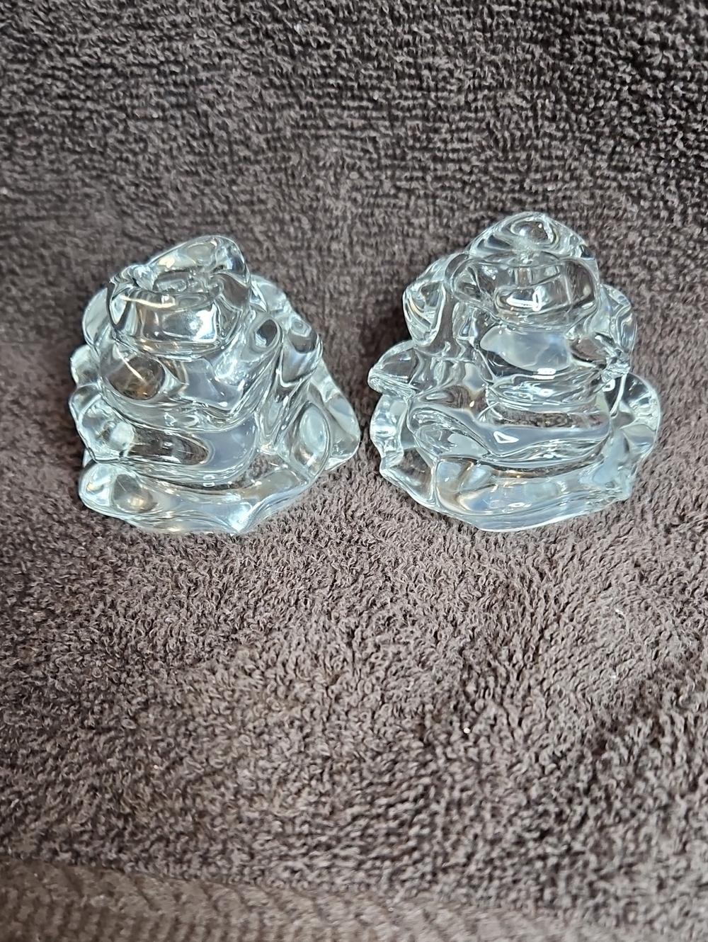 Waterford Crystal Salt And Pepper Shakers, Clear Glass Rose
